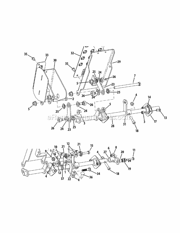 Pedal Controls Diagram and Parts List for S7237-KW 53AP8DU8750 Cub Cadet Sprayer